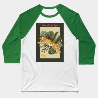 Jungle Tiger Leaping 2022 Baseball T-Shirt